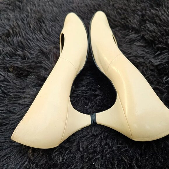 YSL Paris Women Heel Sandal Beige Leather Upper Shoes Saint Laurent Size 36.5 - Picture 4 of 11